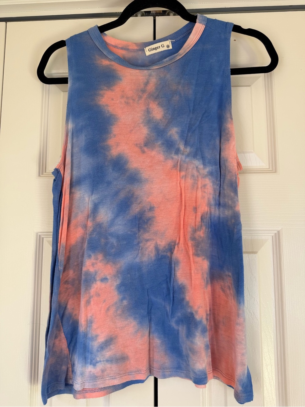 Ginger G Blue & Pink Tie-Dye Tank Top
